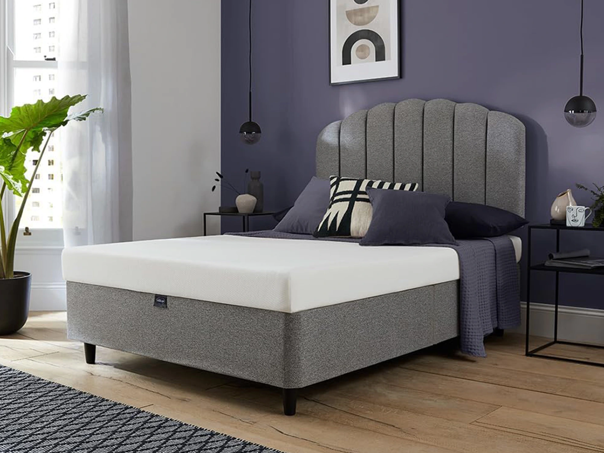 Silentnight Sofia 1200 Mirapocket mattress on a pink divan base in a stylish bedroom