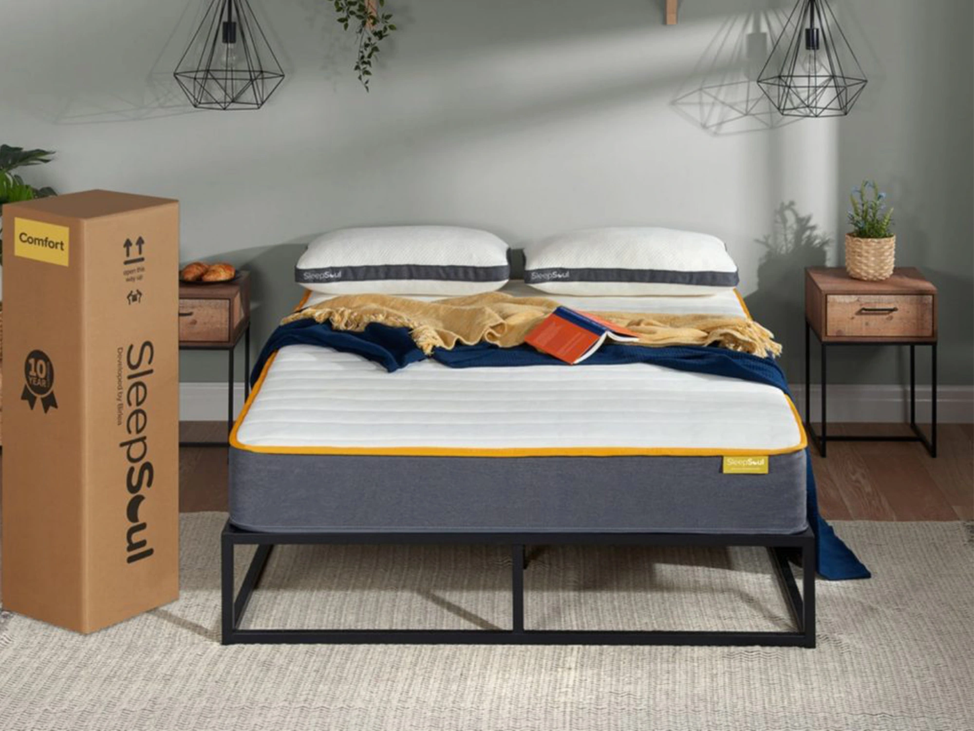 Silentnight Sofia 1200 Mirapocket mattress on a pink divan base in a stylish bedroom